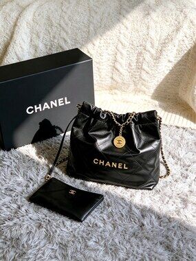 Chanel Black Quilted Patent Leather Large Drawstring Tote